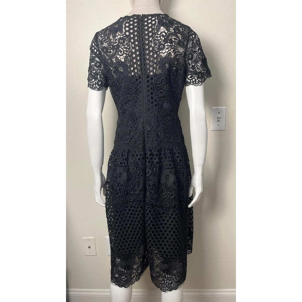 TERI JON BLACK GUIPURE LACE FLORAL CUTOUT DRESS 8 - Picture 8 of 8